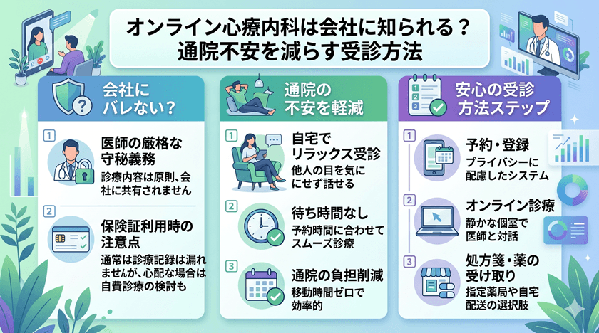 オンライン心療内科は会社に知られる?通院不安を減らす受診方法