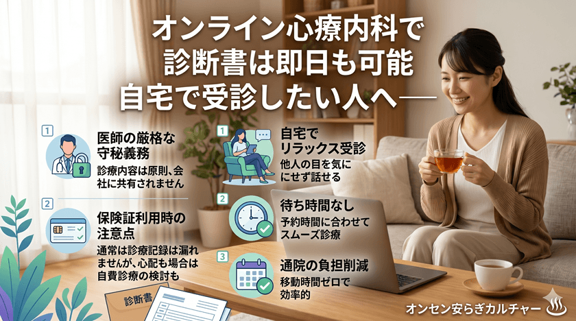オンライン心療内科で診断書は即日も可能 自宅で受診したい人へ